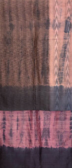 sjaal vintage gerecyclede ikat zijde dubbel 2-inktblauw/oud roze tie-dye