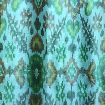 sjaal vintage gerecyclede ikat zijde 1- aqua