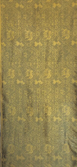 sjaal vintage gerecyclede ikat zijde 3- khaki/goud