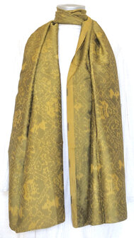 sjaal vintage gerecyclede ikat zijde 3- khaki/goud