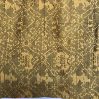 sjaal vintage gerecyclede ikat zijde 3- khaki/goud