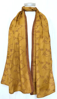 sjaal vintage gerecyclede ikat zijde 4- oker/brons
