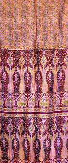sjaal kantha zijde reversible 1- jeans blauw/steenoranje/roze