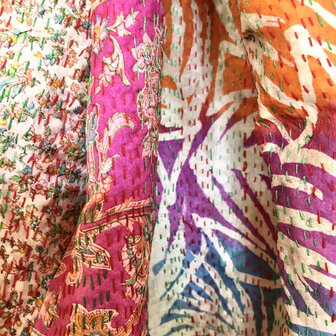 sjaal kantha zijde reversible 2- summer mix