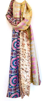 sjaal kantha zijde reversible 3- cirkel