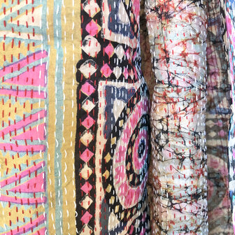 sjaal kantha zijde reversible 3- cirkel