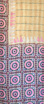 sjaal kantha zijde reversible 3- cirkel