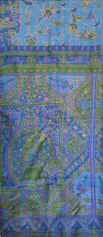 sjaal kantha zijde reversible 4-blauw/paars/goud