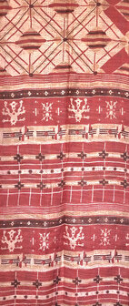 sjaal kantha zijde reversible 5-bruin/roze/rood graphic
