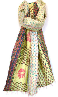 sjaal kantha zijde reversible 6- retro mix