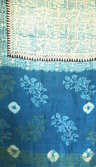 sjaal kantha zijde reversible 7- aqua/lila