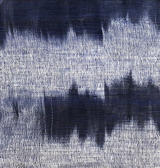 sjaal katoen grof ikat  1-off-white/indigo 