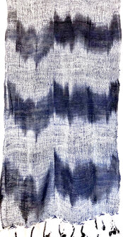sjaal katoen grof ikat  1-off-white/indigo 