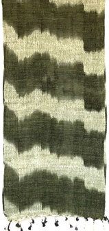 sjaal katoen grof ikat  2-off-white/mosgroen