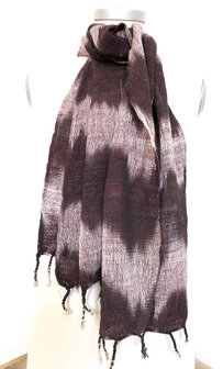 sjaal katoen grof ikat 5-off-white/bordeaux