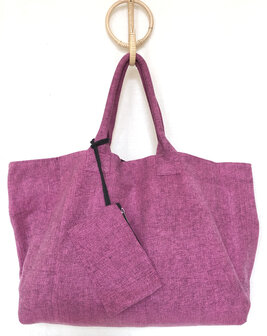 BINNENKORT WEER LEVERBAAR- tas / shopper met etui 3- hard roze