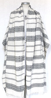 sjaal/omslagdoek etnic  XL katoen grof 1-zwart/off-white