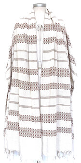 sjaal/omslagdoek etnic  XL katoen grof 2- roestbruin/off-white