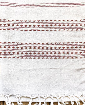sjaal/omslagdoek etnic  XL katoen grof 2- roestbruin/off-white