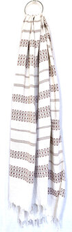 sjaal/omslagdoek etnic  XL katoen grof 2- roestbruin/off-white