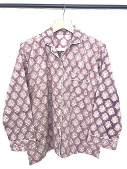 pyjamaset blockprint katoen 1- oud paars/roze