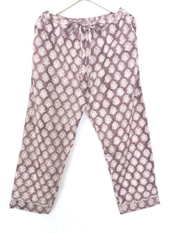 pyjamaset blockprint katoen 1- oud paars/roze