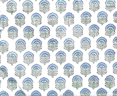 pyjamaset blockprint katoen 2- lichtgroen/blauw