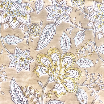 pyjamaset blockprint katoen 3- warm beige/pastel