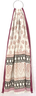 stranddoek/pareo gem&ecirc;leerd etnic print 2- fuchsia roze rand