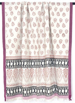 stranddoek/pareo gem&ecirc;leerd etnic print 2- fuchsia roze rand