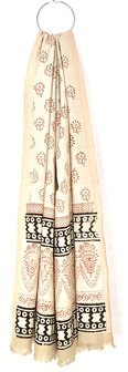 stranddoek/pareo gem&ecirc;leerd etnic print 3-pastel roze rand