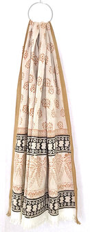 stranddoek/pareo gem&ecirc;leerd etnic print 4-caramel bruine rand
