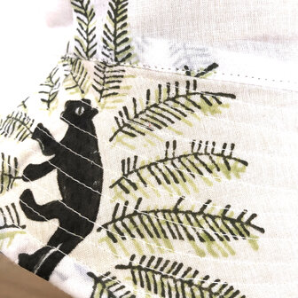 zonnehoedje reversible katoen met hand-blockprint 3- blauw/jungle