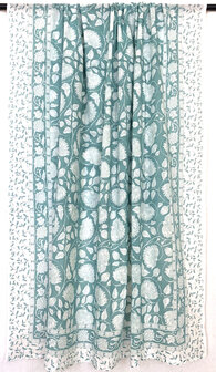 sjaal/pareo/sarong voilekatoen met hand-blockprint 1- aqua