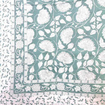 sjaal/pareo/sarong voilekatoen met hand-blockprint 1- aqua