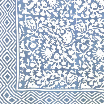  sjaal/pareo/sarong voilekatoen met hand-blockprint ethnic 5- jeans blauw