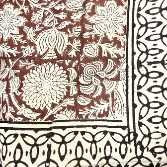 sjaal/pareo/sarong voilekatoen met hand-blockprint ethnic 8-d.rood/zwart