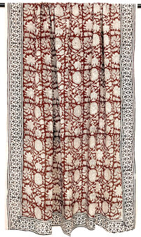  sjaal/pareo/sarong voilekatoen met hand-blockprint ethnic 8-d.rood/zwart
