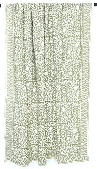  sjaal/pareo/sarong voilekatoen met hand-blockprint ethnic 10- bladgroen