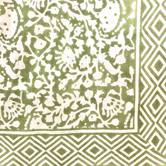  sjaal/pareo/sarong voilekatoen met hand-blockprint ethnic 10- bladgroen