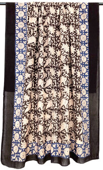  sjaal/pareo/sarong voilekatoen met hand-blockprint ethnic 11-blauw/zwart/roze