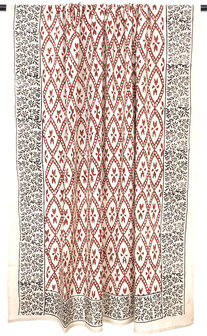  sjaal/pareo/sarong voilekatoen met hand-blockprint ethnic 12-roest/zwart