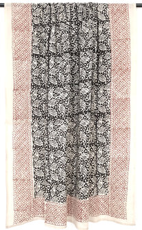  sjaal/pareo/sarong voilekatoen met hand-blockprint ethnic 13-zwart/roest