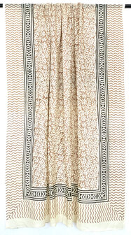  sjaal/pareo/sarong voilekatoen met hand-blockprint ethnic 16- licht roestbruin/zwart