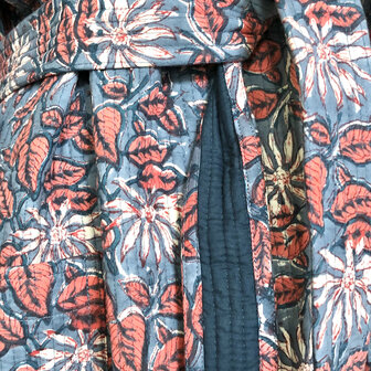 ochtendjas/kimono quilted katoen 20- rood-blauw
