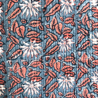 ochtendjas/kimono quilted katoen 20- rood-blauw