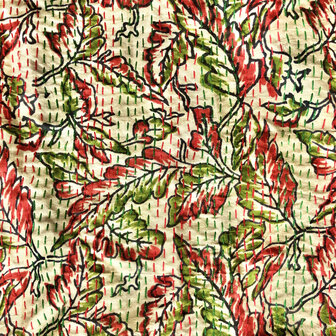  jasje basic kantha gerecyclede zijde 3-steenoranje/blaadjes