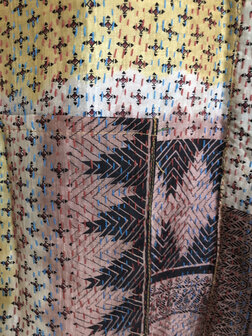  jasje basic kantha gerecyclede zijde 4-goudgeel/oud roze