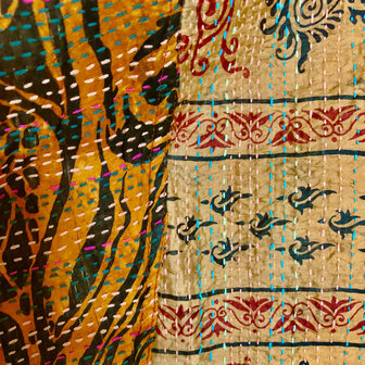 jacket reversible kantha oversized recycled silk 13- rood-steenoranje-brons