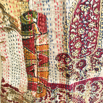 jacket reversible kantha oversized recycled silk 14- paisley rood-beige/etnic